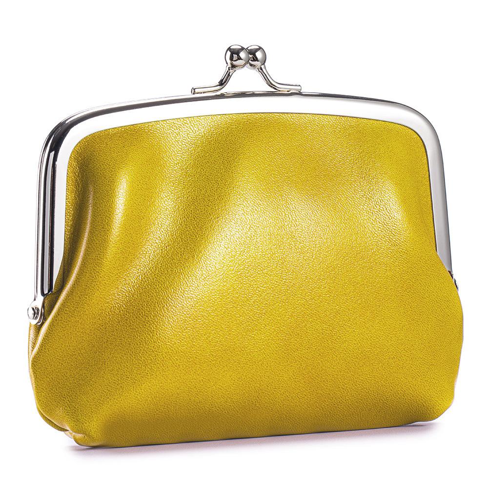 New Vintage Coin Purse Women's Top Layer Cowhide Versatile Double Clamp Storage Bag Gold Clip Bag