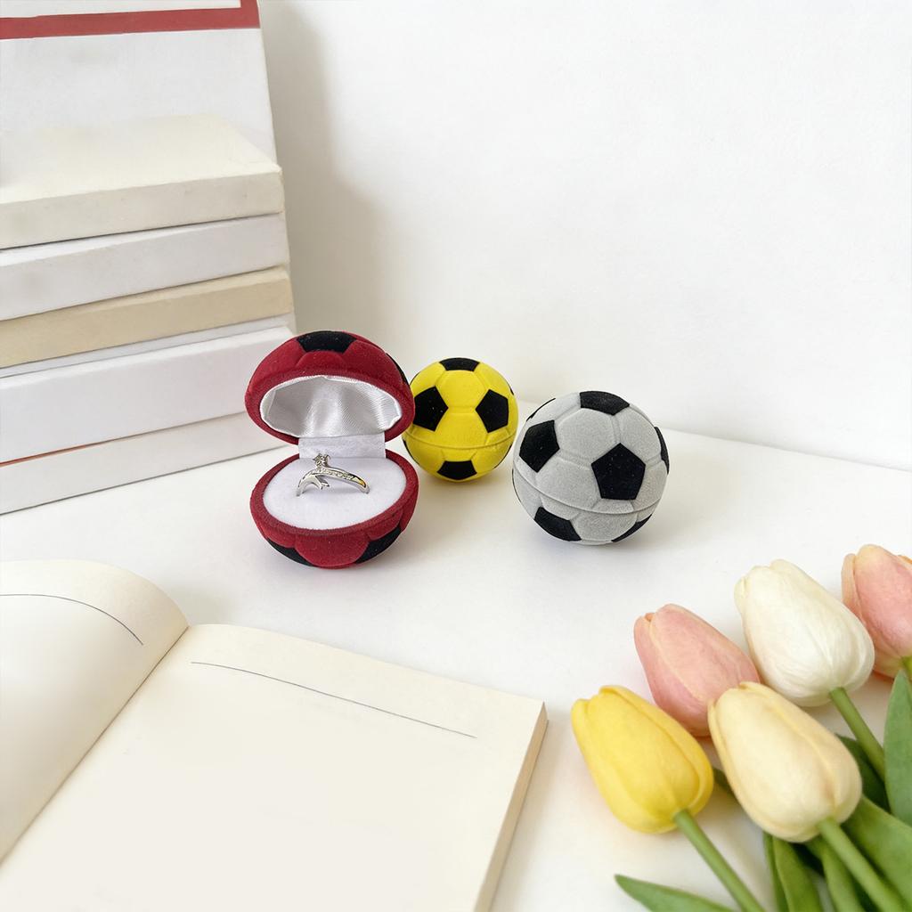Soccer Ball Shaped Jewelry Box Velvet Material Compact Design Protective Case for Rings and Small Accessories Suitable for Gift Presentation