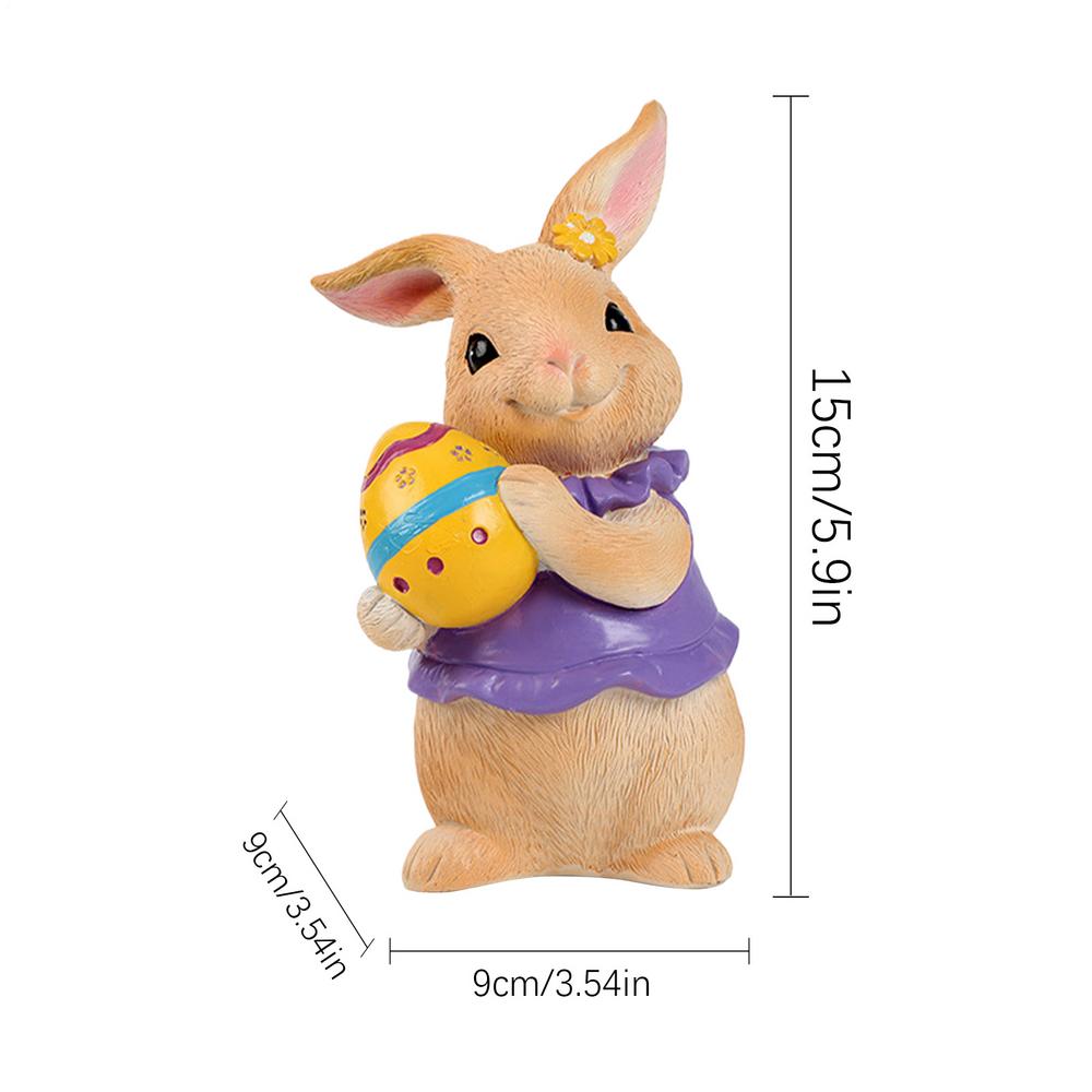 Easter Bunny Ornament Cute Cartoon Resin Figurine Rabbit Holding Egg/carrot Ornament Spring Holiday Home Decor