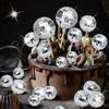 Lot Disco Decorative Balls Retro Cake Cake Insertion Card Home Birthday Party KTV Bar Decor Sequin Wedding Reflective Glass Ball