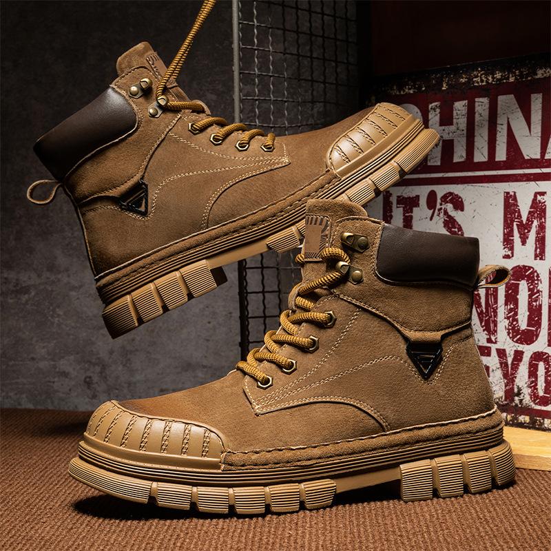 Martin boots men's 2025 new trendy leather boots couple boots men's and women's outdoor tooling rhubarb boots velvet cotton shoes