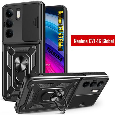 Slide Lens Armor Funda for Realme C71 4G Case for OPPO Realme C71 4G Case Magnetic Ring Stand Holder Shockproof Protective Cover