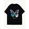 Übergroßes T-Shirt mit Schmetterlingsdruck Weiß Buntes Schmetterlings- und Textdesign Lässige Alltagskleidung