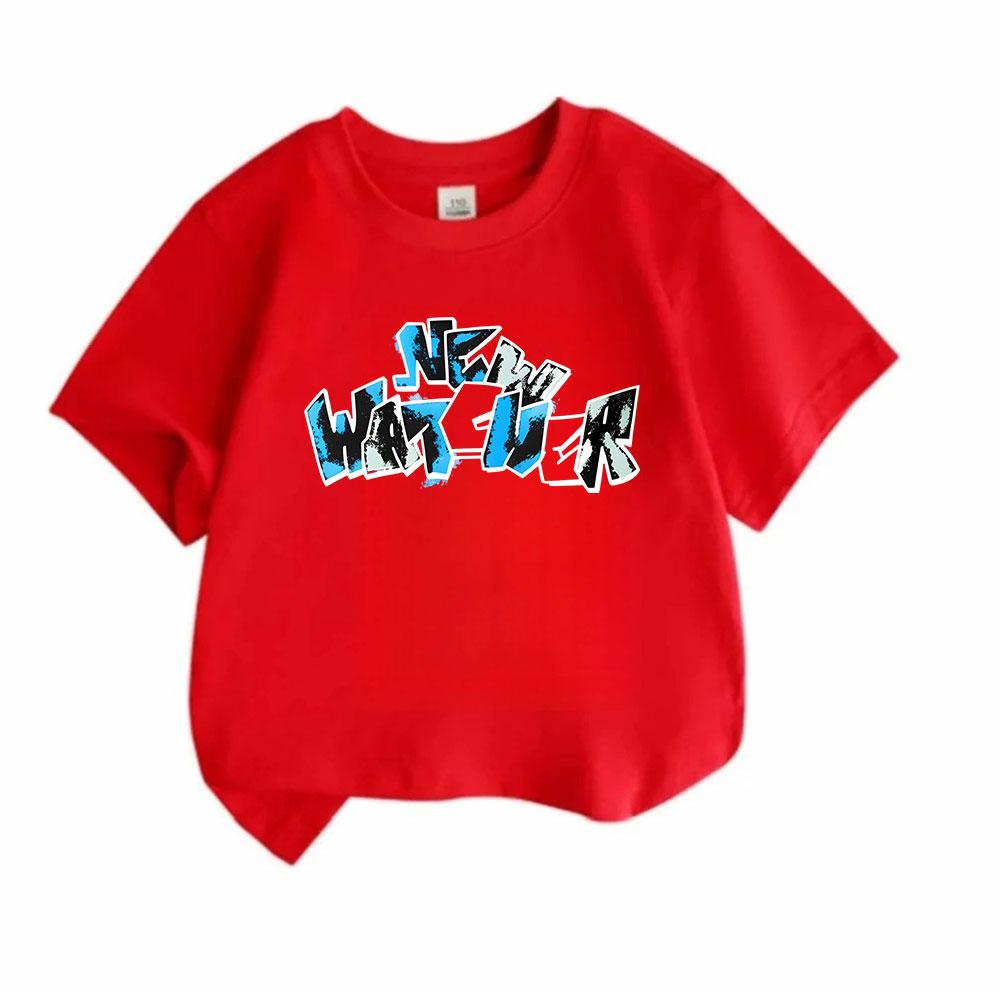 Kids Boys Girls 100% Cotton Crew Neck Short Sleeve T-Shirt, Stylish Graffiti New Water Printed Soft Breathable Casual Tees, Comfortable Summer Daily W