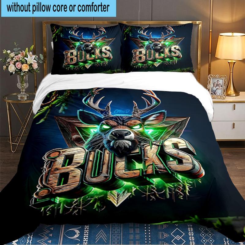 Bucks Team Logo 3pcs Bedding Set,Including 1pc Duvet Cover And 2pcs Pillowcases Perfect Gift for Christmas,Ideal for Bedroom, Dormitory