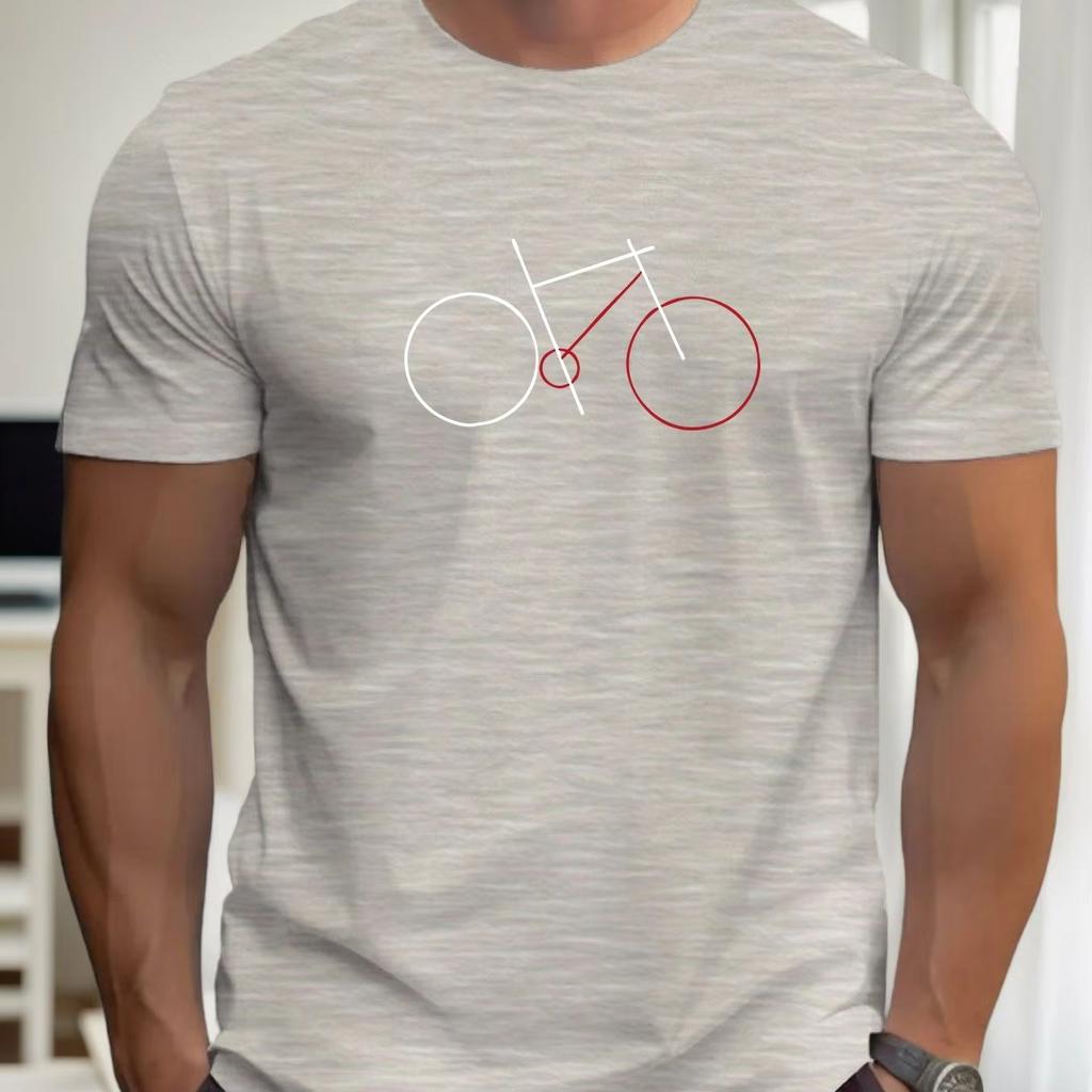 Minimal Abstract Line Drawing Bicycle Graphic Unisex Cotton TShirt Summer Breathable Crew Neck Casual Cycling Lover Daily Wear Tee