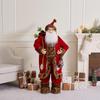 Red Plum Standing Santa Claus with Christmas Tree Sequin Figurine - Holiday Window Display Ornament