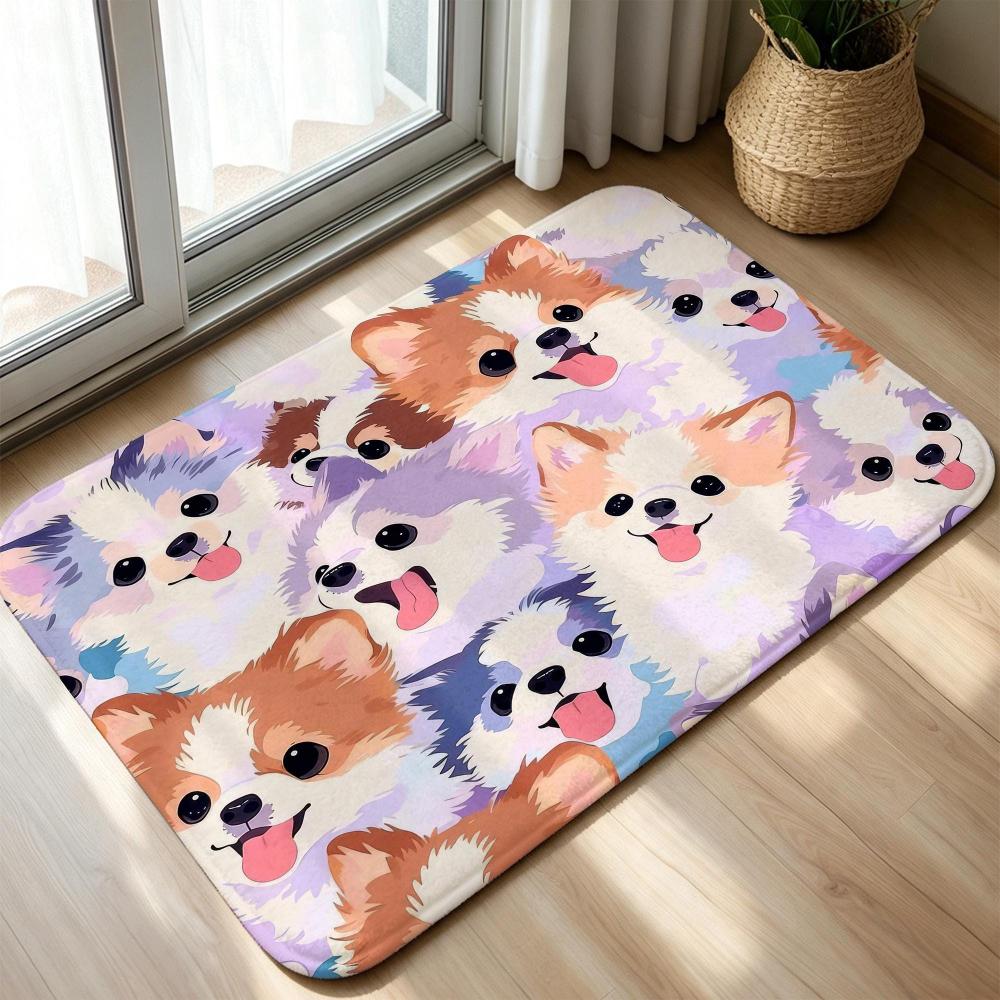 Cute Dachshund Dog Floor Mat Stripe Pattern Welcome Rug Sweater Puppy Area Rug Doormat Bedroom Cloakroom Balcony Floor Decor