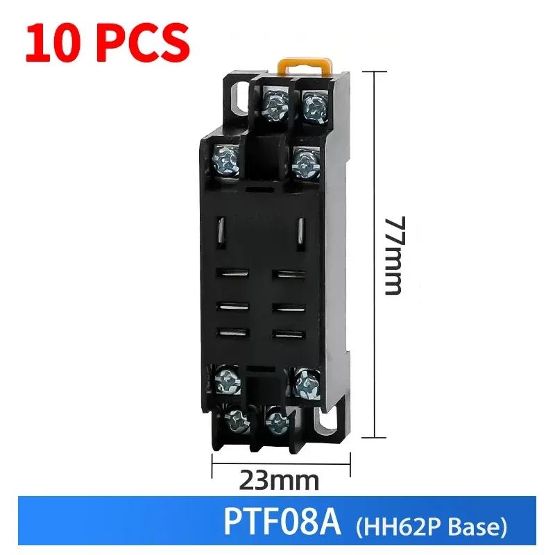 10 PCS Small Intermediate Relay AC Electromagnetic Relay with Base Switch HH52P HH53P HH54P HH62P HH63P HH64P