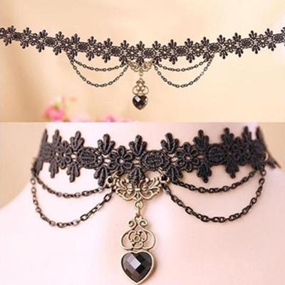 Women Lace Beads Choker Victorian Steampunk Style Gothic Collar Necklace Gift
