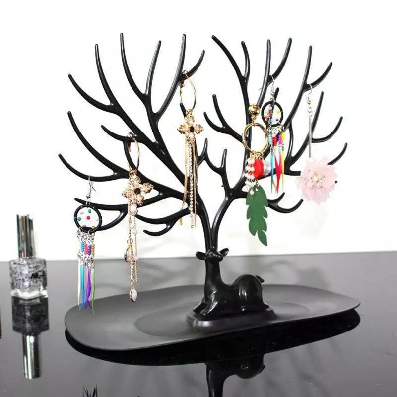 Black White Pink Red Deer Earrings Necklace Ring Pendant Bracelet Jewelry Cases Display Stand Tray Tree Storage Jewelry