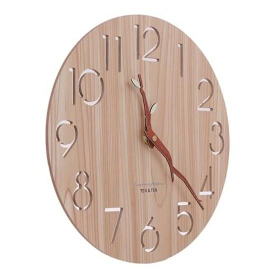 Wall clock wood grain wooden cute interior quiet no second hand non-radio Nordic style stylish analog diameter 30cm (B leaves)