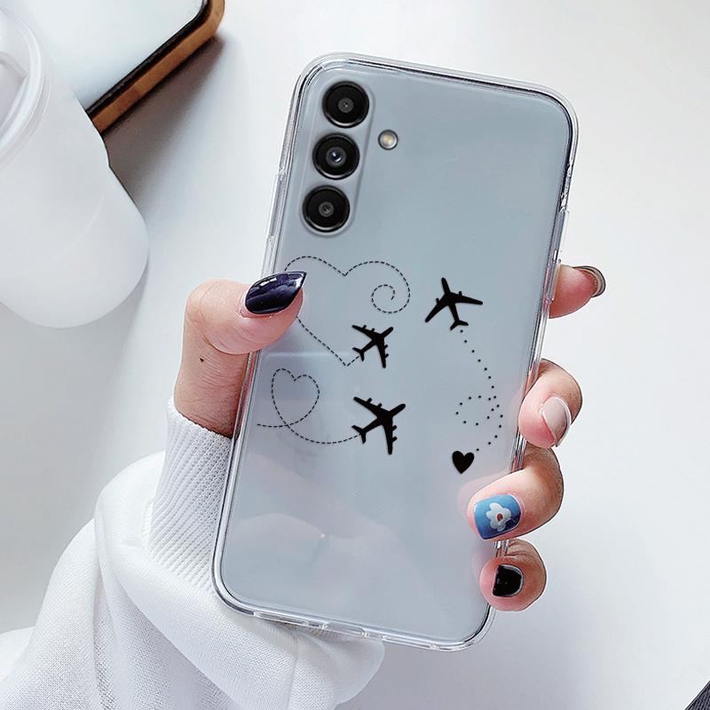 Transparent Case For Samsung Galaxy A24 A17 A16 A56 A55 A54 A06 4G Cover Cartoon Flowers Soft Clear Shockproof Funda Face Capa