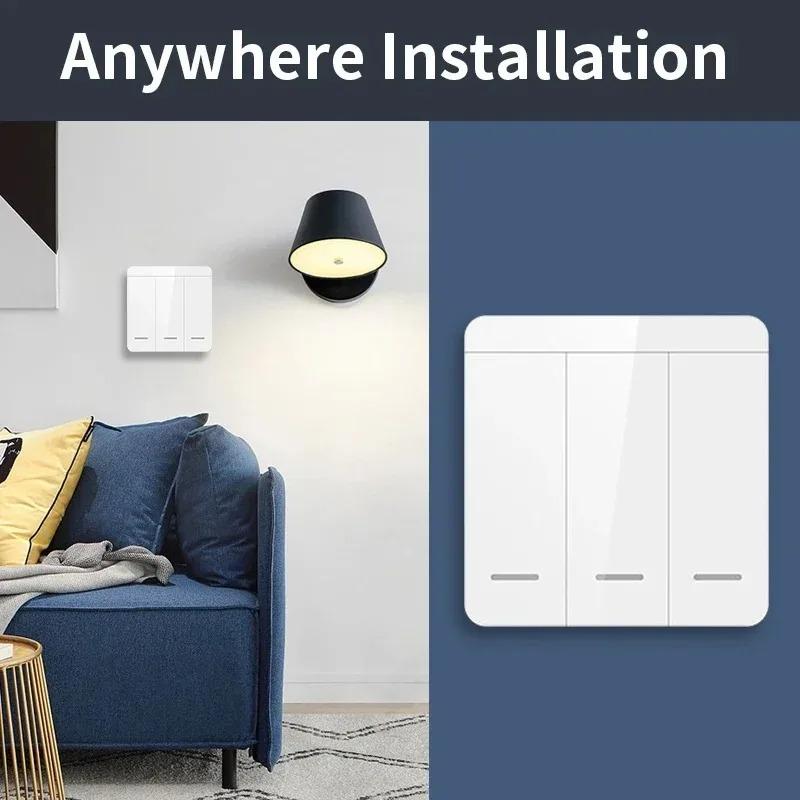 Interrupteur d'éclairage intelligent sans fil 433Mhz RF 86 Interrupteur mural 1/2/3 Gang Interruptor Interrupteur d'éclairage intelligent Mini récepteur relais pour maison Lumière LED Lampe Ventilateur