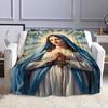 "Virgin Mary with Halo and Flowers" Patterned Flannel Blanket Perfect for the Bedroom Living Room, Sofa, or a Little Nap