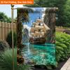 2D Flat - 2D Flat Printing Garden Flag 1pc, Classic Sailing Ship Scene Durable Single-Sided Print Yard Flag, Garden & Home Holiday Decoration, 29.97X4