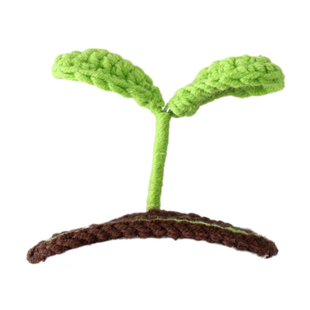 Adorable Bean Seedling Headwear Decoration Handmade Crochet Hair Clips Natural Headdress Unique Stereo Hair Accessory