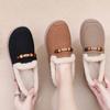 Women's Winter Warm Platform Moccasins Faux Suede Loafers with Fuzzy Plush Lined Non Slip House Shoes Indoor Outdoor Faux Fur Walking Shoes for Women