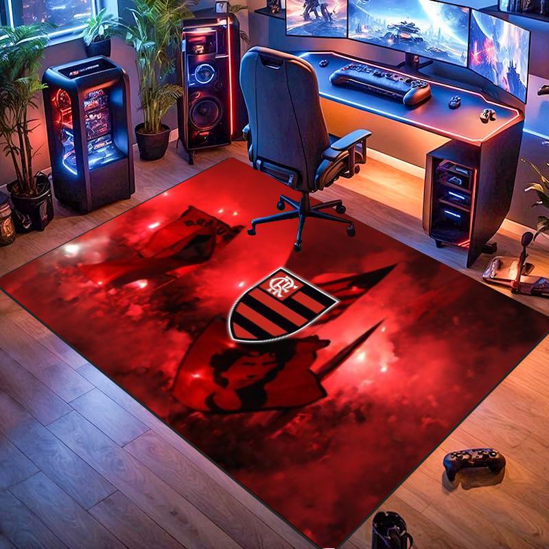 Flamengo FC Crest Red Smoke Stadium Fans Print Area Rug Brazilian Soccer Fan Non Slip Rectangular Floor Mat Gaming Room Home Decor Rug