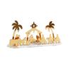 Office Holiday Decor Christmas Acrylic Ornament, Mirrored Golden Silhouette Scene, Decorative Modern Craft Desktop Display for Living Room Fireplace