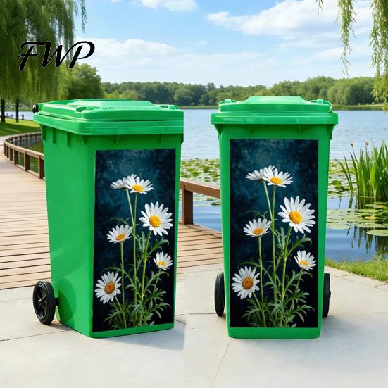 Trash Can Labels Stickers Self-Adhesive Waterproof Outdoor Garbage Bin Decoration Decals Simulation Animal Plant Themes Weather-Resistant