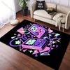 Retro Neon Spielekonsolen Bedruckter Teppich für Wohnzimmer Schlafzimmer Sofa Heimdekoration Rutschfeste Bodenmatte Moderner Teppich Große Größe