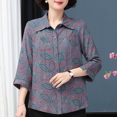 Plus Size XL-7XL Women's Elegant Blouses  Casual Loose Vintage Print Summer Long Sleeve Top Female Shirt