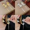 Luxury Gold Metal Exaggerated Crystal Butterfly Long Tassel Earrings for Women Hollow Drop Earrings