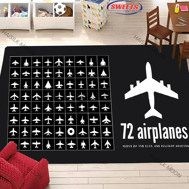 Aircraft Theme Airstrip Airport Signs Printed Carpet Living Room Bedroom Sofa Large Area Decorative Mat Kids Play Soft Rug Gift