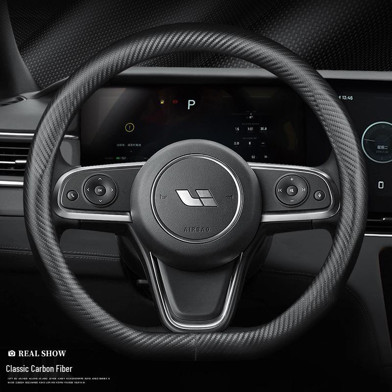 One-Hand-Sewn Steering Wheel Cover: Suede, Genuine Leather & Carbon Fiber