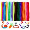 100pcs Colorful Chenille Stems Pipe Cleaners Plush Tinsel Stem Wired Twist Educational Toys Handmade Sticks Hair Strip DIY Craft
