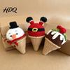 Cozy Handmade Winter Decor Crochet Christmas Ornament Ice Cream Theme Desktop Decor Holiday Warmth Gifts Cute Yarn Figurine for Home Office