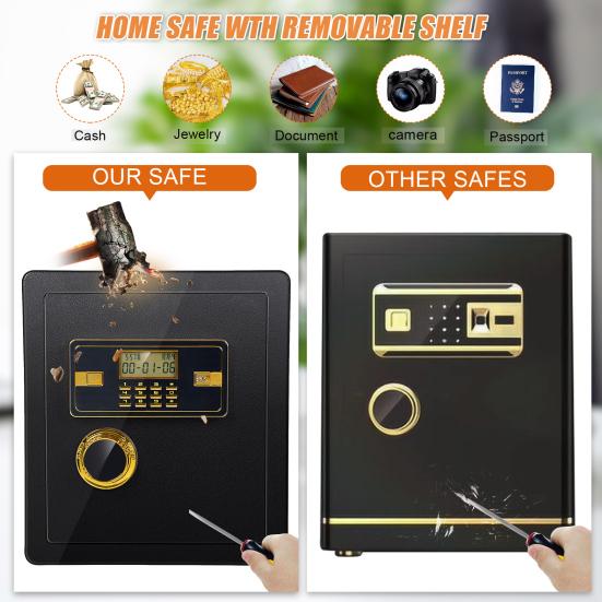 40cm Large Home Safe Anti-theft Fireproof Safe Home Document Safe Box Jewelry Deposit Safe Box Digital Security Home Safe