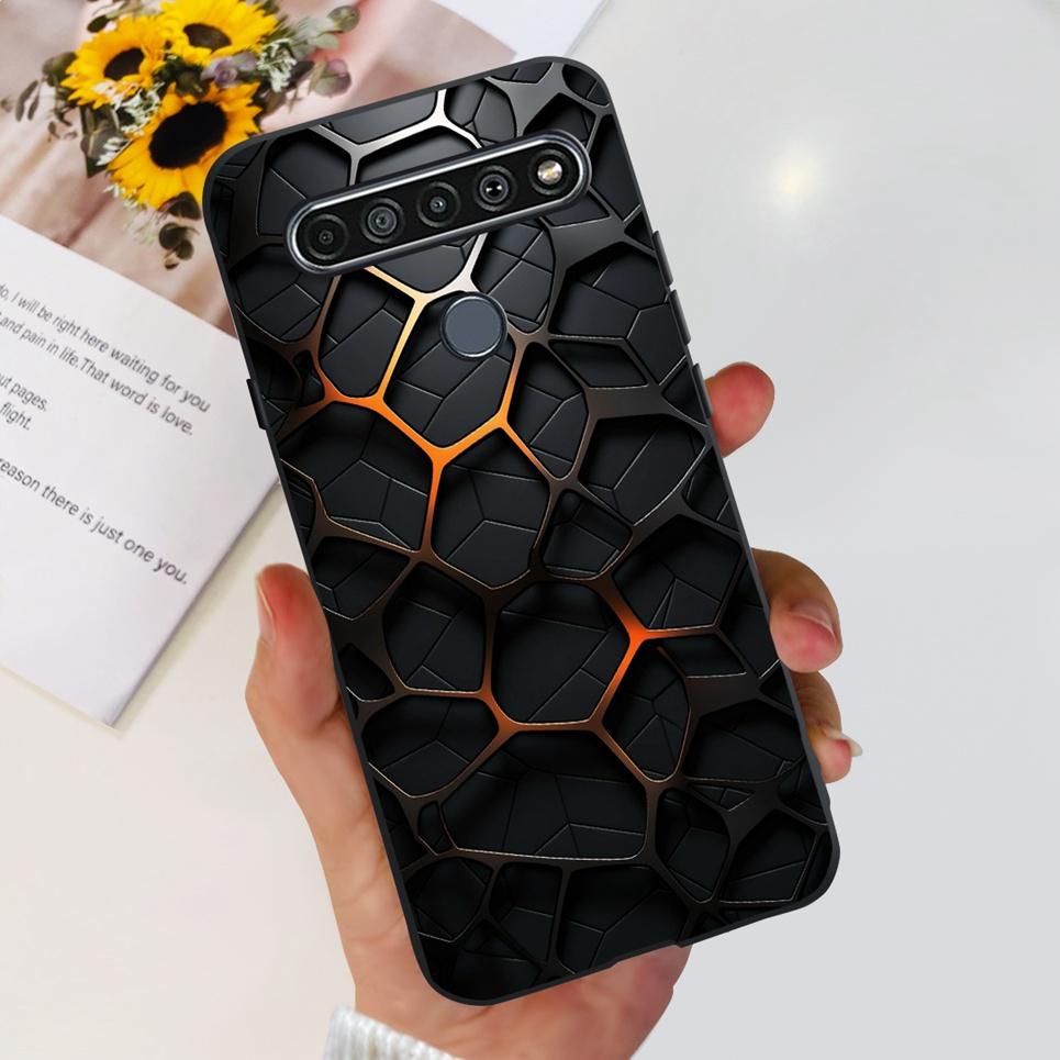 For LG K61 / Q61 / K62 / Q62 Case 2020 Fashion Back Cover Coque Flower Cartoon Animals Dragone Soft TPU Black Silicone Bumper