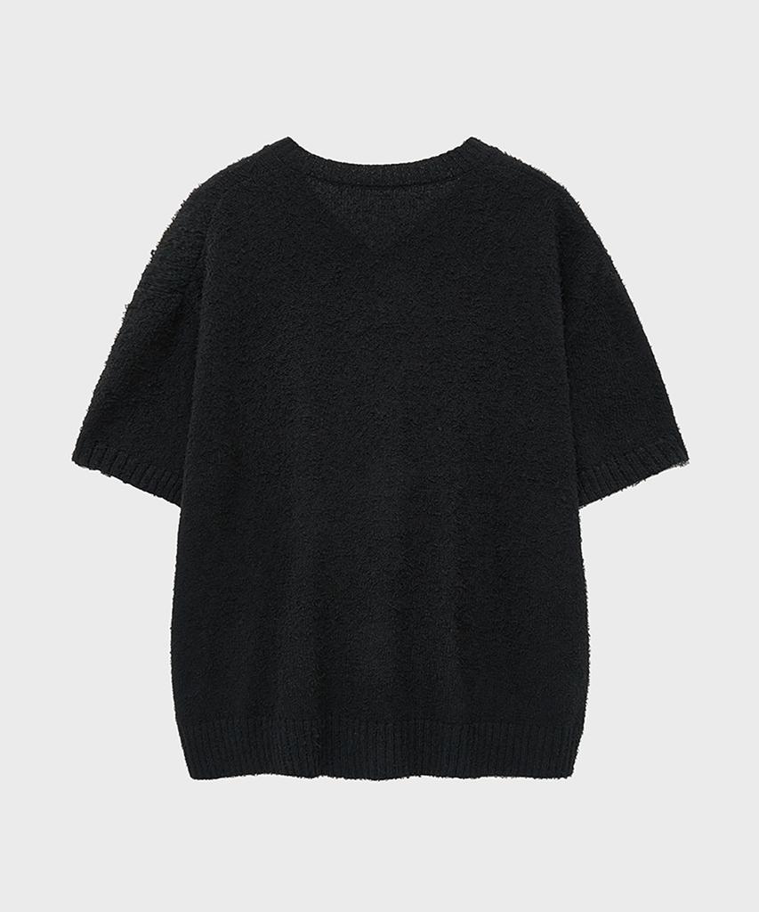 NOIRER Boucle V-Neck Half Knit (Black)