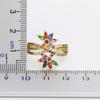 AIBEF Multi-layer Rainbow Flower Adjustable Rings Luxury Cubic Zirconia Crystal Opening Finger Rings For Women Jewelry Gift