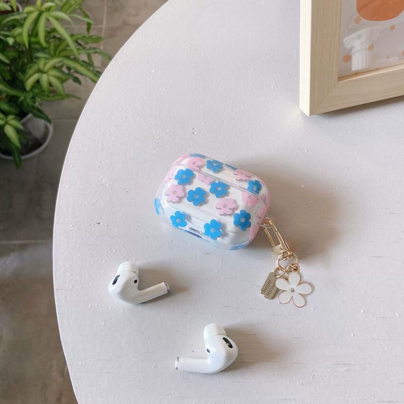 Blue, pink flower design earphone case protective cover is suitable for AirPods pro1 generation earphone case protective case