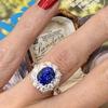 Imitation Natural Royal Sapphire Zircon Ring Women'S Copper-Plated Platinum Luxury Wedding Jewelry