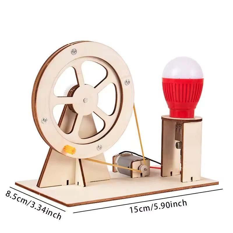 DIY Holz Handgenerator Kinder Wissenschaftsspielzeug Lustiges STEM Technologie Gadget Physik-Set Lernspielzeug für Kinder Lernspielzeug