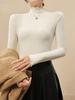 Women's Modal Half-High Neck Base Layer Top, Slim Fit, Ruffle Trim, Long Sleeve Inner Wear for Spring, Autumn, Winter 2025, High-Quality Feel