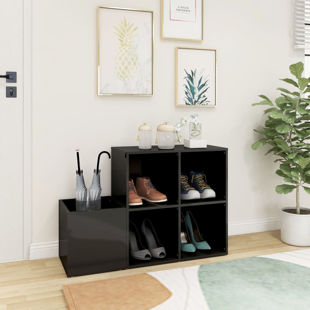 Vidaxl Shoe Cabinet, Grey With Gloss, 105X35.5X70 Cm