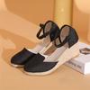 Fashion Women Platform Wedge Linen Sandals Fast Shipping Versatile Braided Buckle Breathable Wedge Sandals High-Heeled Shoes SandáLias