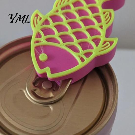 Nail Protection Can Opener 3D Printed Fish & Saver, Cute Fish-Shaped Tab Novelty Kitchen Gadget with Keychain, Portable Bottle for Soda Cans,