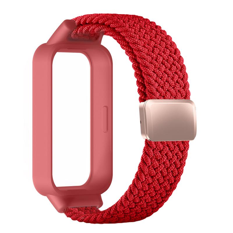 Pulseira Trançada+Capa de PC para Xiaomi mi band 9 8 active acessórios esportes magnético Pulseira de Nylon correa+Capa para Redmi band 3 2