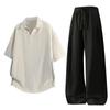 Men's Summer Ice Silk Lyocell Casual Polo Set - Loose, Sweat-Absorbent, Short Sleeve Sportswear Two-Piece.