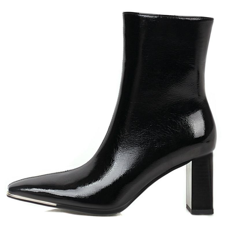 Elegant Women's Ankle Boots New Autumn Winter Short Boots For Women Sexy Square Black Heeled Party Footwear Shoes Large Size 48
