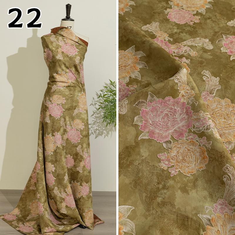 50*143cm Chinese Style Jacquard Rayon Fabric Luxury Xiangyun Yarn Drape Fabric For Diy Sewing Qipao Cheongsam Hanfu Dress Coat