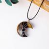 Natural Healing Energy Polished Crystal Moon Shape with Metal Pendant Pendant Ornament Feng Shui Gifts