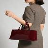 Women's French Style Light Luxury Glossy Patent Leather Armpit Bag, Women's Large Capacity Commuting Shoulder Bag, Vintage Wine Red Handbag
