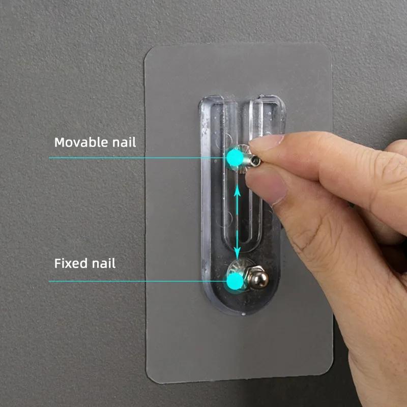80pcs Adjustable Screw Stickers Strong Adhesive Seamless Sticky Wall Hook Nail Mounting Rack Double Pegs Wall Picture Hook Kits